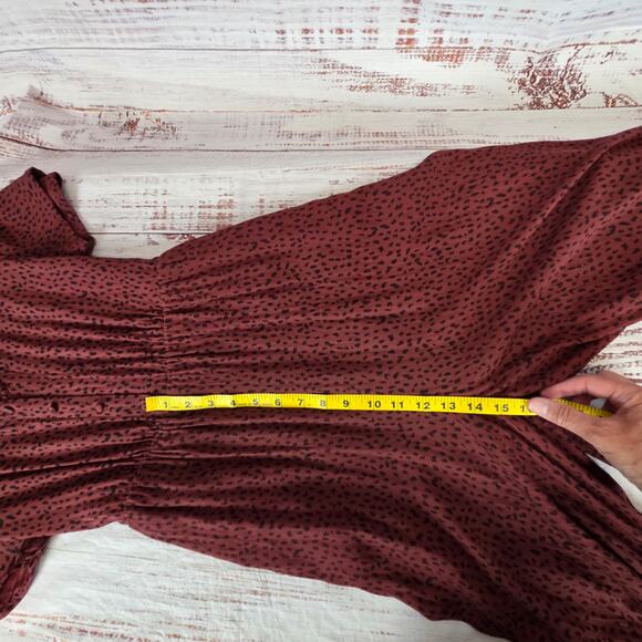 Rails Jet Rust Spotted Jumpsuit &Sash S Stretch Waist Wide Leg Red/Brn Holiday - Picture 15 of 16